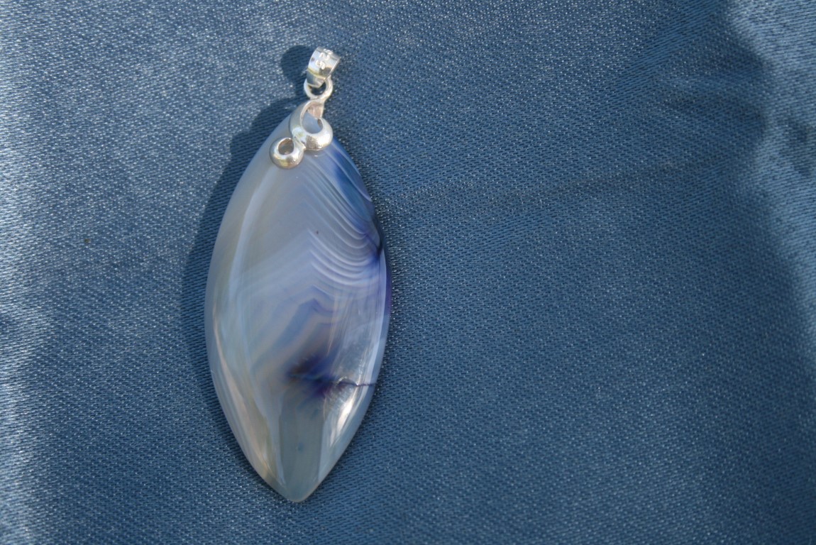 Blue Lace Agate Gemstone sterling silver Pendant clarity, confidence and communication 4917
